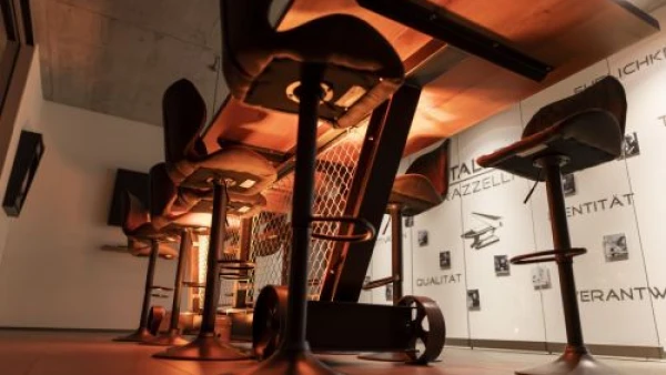 Tisch mit rustikaler Holzplatte